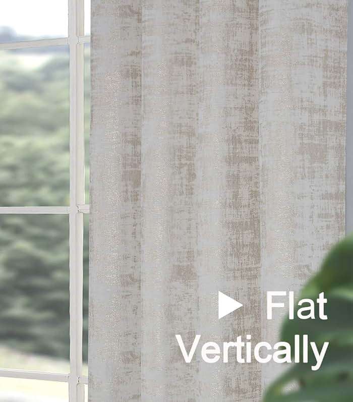 always4u White Soft Velvet Curtains 108 Inch Length Long Luxury Bedroom Curtains Gold Foil Print Window Treatments for Living Room Set of 2 - Image 4