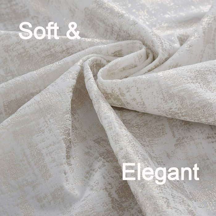 always4u White Soft Velvet Curtains 108 Inch Length Long Luxury Bedroom Curtains Gold Foil Print Window Treatments for Living Room Set of 2 - Image 5