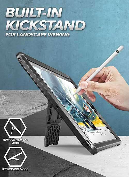 SUPCASE for iPad 9th Generation Case with Screen Protector (Unicorn Beetle Pro), [Built-in Stand] Heavy Duty Rugged Protective Case for iPad 10.2 9th / 8th / 7th Generation (2021/2020/2019), Black - Image 2