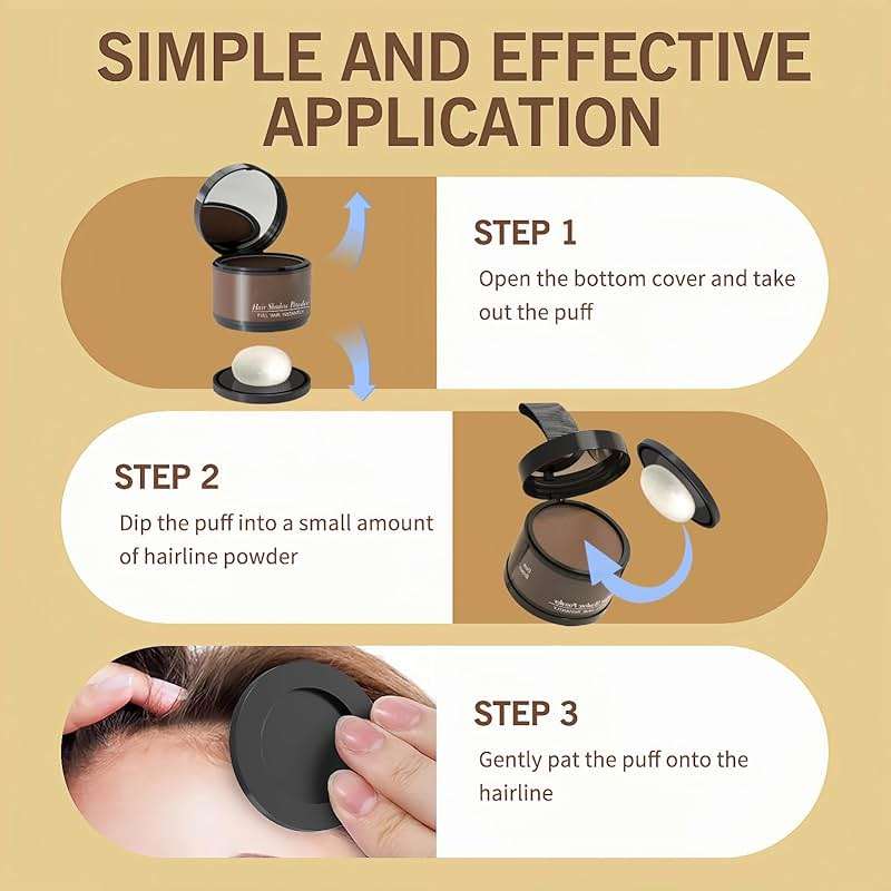 gowwim Hairline Powder(Dark Brown) Hair Root Dye, Instantly Hair Color Shadow Cover Gray Hair Root, Hair Touch-Up, Thin Hair Powder 4 g - Image 6
