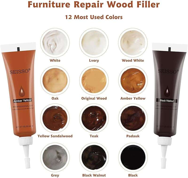 SEISSO Wood Repair Kit Touch up Paint Restore Any Wooden Furniture Stain, 12 Colors Cover Surface Scratch for Wooden Floor Table, Filler Furniture Paint Oak, Cabinet, Door, Veneer, Walnut - Image 2