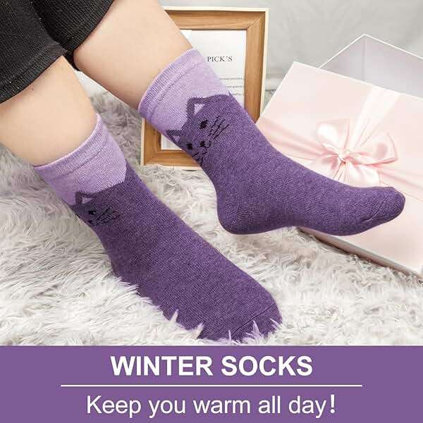 Justay 5 Pairs Womens Wool Socks Thick Warm Winter Socks Casual Cozy Socks Vintage Knit Crew Socks Gift for Women - Image 5
