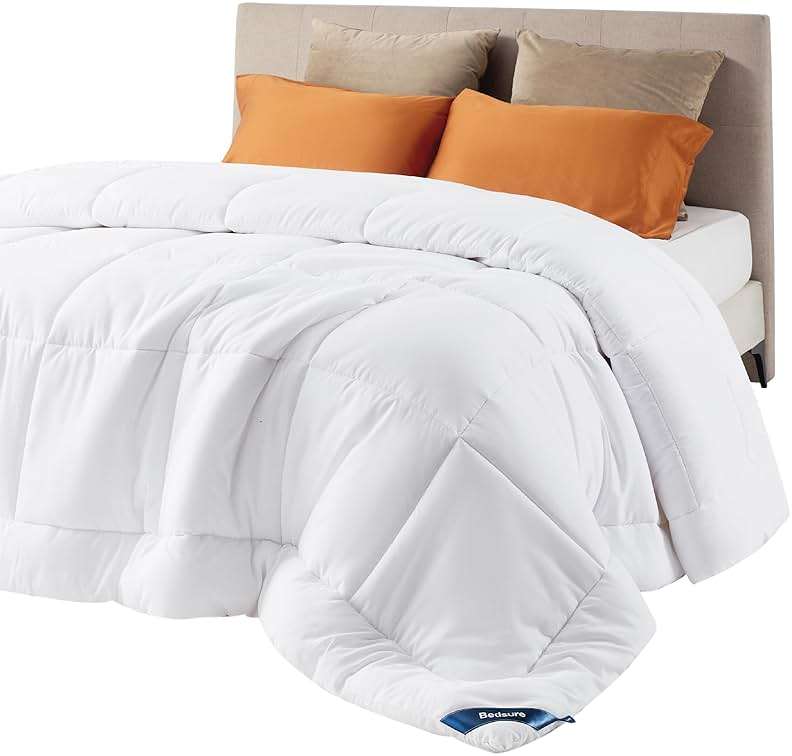 Bedsure Comforter Duvet Insert - Quilted Comforters Queen Size, All Season Duvet, GentleSoft Down Alternative Bedding, with 8 Tabs, Gifts for Women/Men, White, Queen 88 x 88 Inches | Queen Size, All Season Duvet, Down Alternative Bedding, White, Queen, 88 x 88 Inches - Image 1
