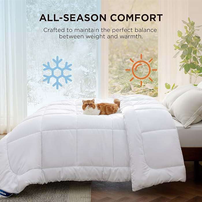 Bedsure Comforter Duvet Insert - Quilted Comforters Queen Size, All Season Duvet, GentleSoft Down Alternative Bedding, with 8 Tabs, Gifts for Women/Men, White, Queen 88 x 88 Inches | Queen Size, All Season Duvet, Down Alternative Bedding, White, Queen, 88 x 88 Inches - Image 6