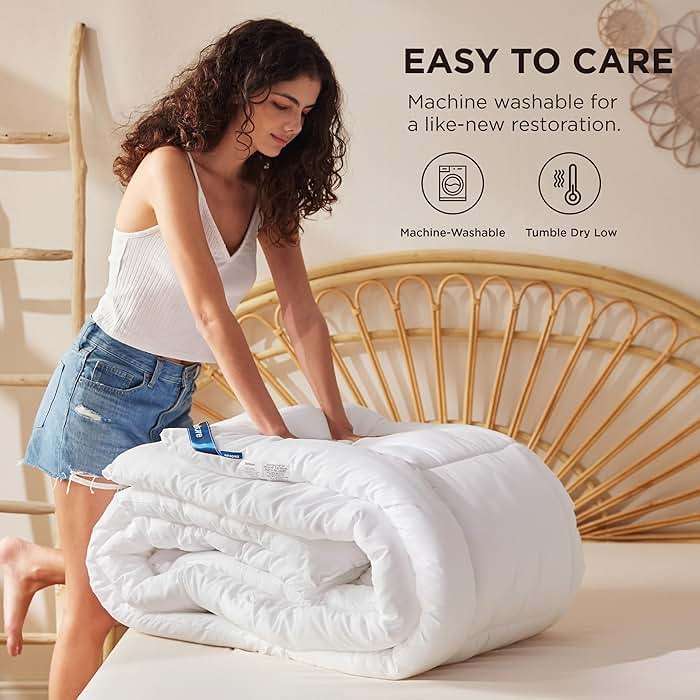 Bedsure Comforter Duvet Insert - Quilted Comforters Queen Size, All Season Duvet, GentleSoft Down Alternative Bedding, with 8 Tabs, Gifts for Women/Men, White, Queen 88 x 88 Inches | Queen Size, All Season Duvet, Down Alternative Bedding, White, Queen, 88 x 88 Inches - Image 7