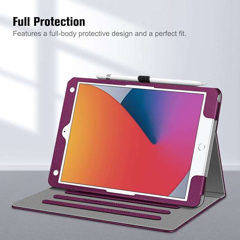 Fintie Case for iPad 9th / 8th / 7th Generation (2021/2020/2019) 10.2 Inch - [Corner Protection] Multi-Angle Viewing Stand Cover with Pocket & Pencil Holder, Auto Sleep Wake, Purple - Image 9