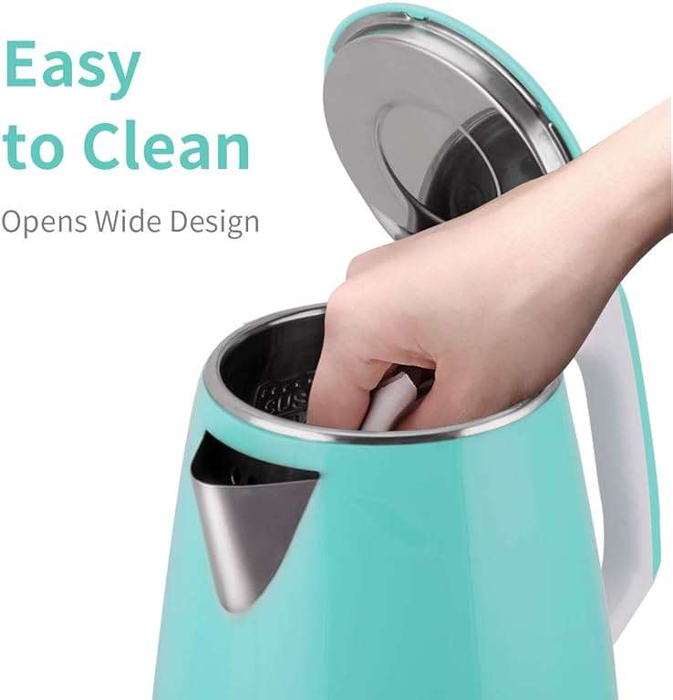 Electric Kettle(BPA Free), Double Wall Water Boiler Heater, Stainless Steel Interior, Cool Touch Coffee Pot & Tea Kettle, Auto Shut-Off and Boil-Dry Protection, 1.5L, 2 Year Warranty - Image 4