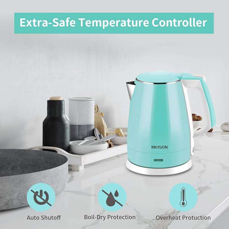 Electric Kettle(BPA Free), Double Wall Water Boiler Heater, Stainless Steel Interior, Cool Touch Coffee Pot & Tea Kettle, Auto Shut-Off and Boil-Dry Protection, 1.5L, 2 Year Warranty - Image 6