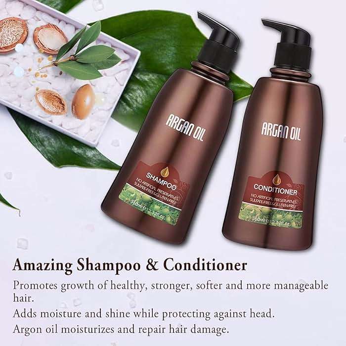 Moroccan Argan Oil Shampoo and Conditioner Sets with Hair Mask, Color Safe Smooth Add Shine Hair Treatment, UV Protection, Intense Moisturizing For Dry, Damaged, Frizzy,3 pack with Gift Box - Image 3