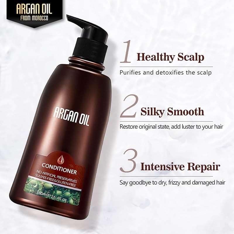 Moroccan Argan Oil Shampoo and Conditioner Sets with Hair Mask, Color Safe Smooth Add Shine Hair Treatment, UV Protection, Intense Moisturizing For Dry, Damaged, Frizzy,3 pack with Gift Box - Image 5