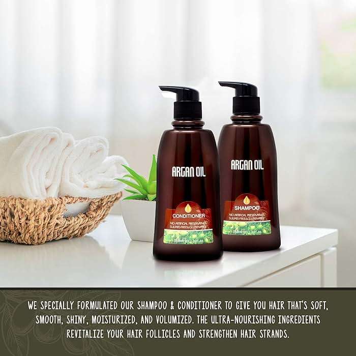 Moroccan Argan Oil Shampoo and Conditioner Sets with Hair Mask, Color Safe Smooth Add Shine Hair Treatment, UV Protection, Intense Moisturizing For Dry, Damaged, Frizzy,3 pack with Gift Box - Image 8