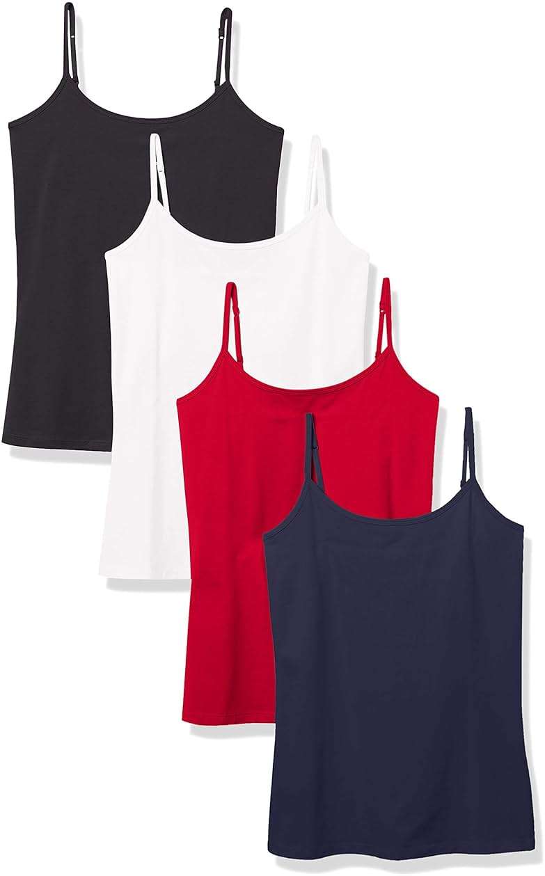 Amazon Essentials Women's Slim-Fit Camisole for Layering and Everyday Wear, Pack of 4 - Image 1