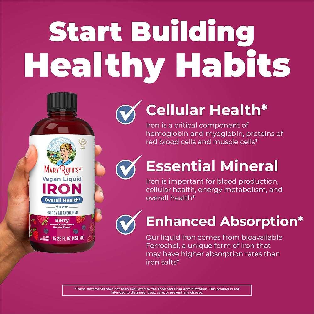 MaryRuth’s Liquid Iron | Iron Supplement for Women Men & Kids | Red Blood Cell Formation | Oxygen Support | Energy Metabolism | Ages 4 & Up | Sugar Free | Vegan | Non-GMO | Gluten Free | 15.22 Fl Oz - Image 5