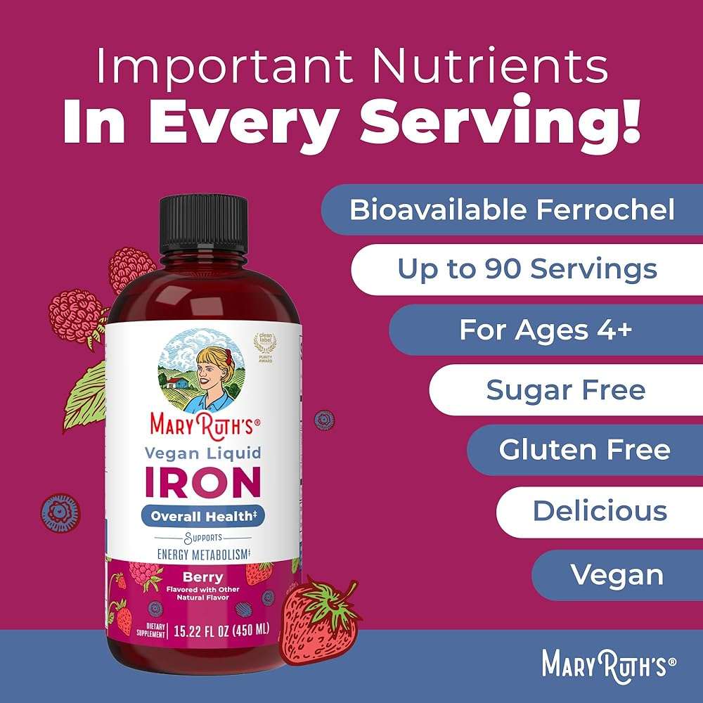 MaryRuth’s Liquid Iron | Iron Supplement for Women Men & Kids | Red Blood Cell Formation | Oxygen Support | Energy Metabolism | Ages 4 & Up | Sugar Free | Vegan | Non-GMO | Gluten Free | 15.22 Fl Oz - Image 7