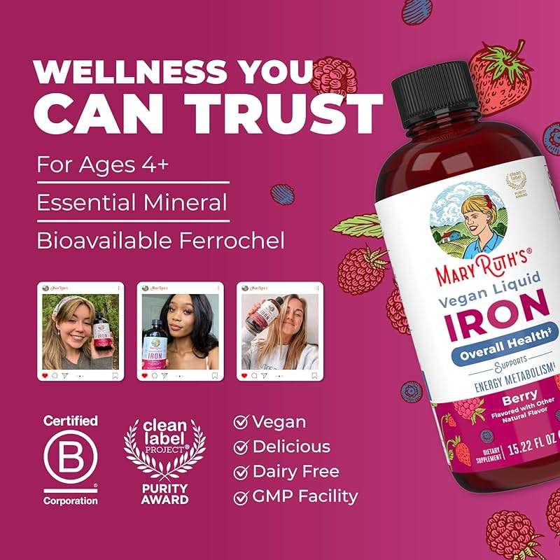 MaryRuth’s Liquid Iron | Iron Supplement for Women Men & Kids | Red Blood Cell Formation | Oxygen Support | Energy Metabolism | Ages 4 & Up | Sugar Free | Vegan | Non-GMO | Gluten Free | 15.22 Fl Oz - Image 8