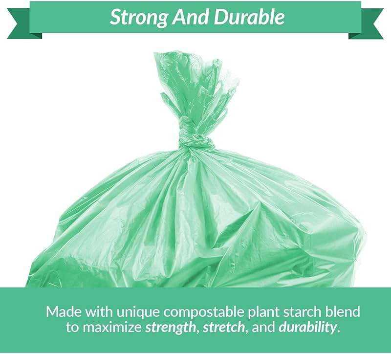 Reli. Compostable 6-8 Gallon Trash Bags | 100 Count | ASTM D6400 | Green | Eco-Friendly | For Compost - Image 4