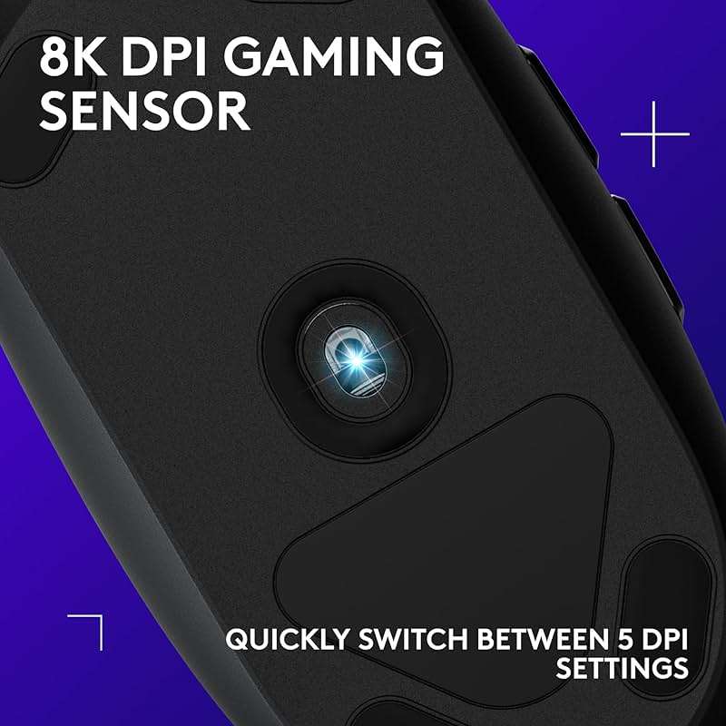 Logitech G203 Wired Gaming Mouse, 8,000 DPI, Rainbow Optical Effect LIGHTSYNC RGB, 6 Programmable Buttons, On-Board Memory, Screen Mapping, PC/Mac Computer and Laptop Compatible - Black - Image 2