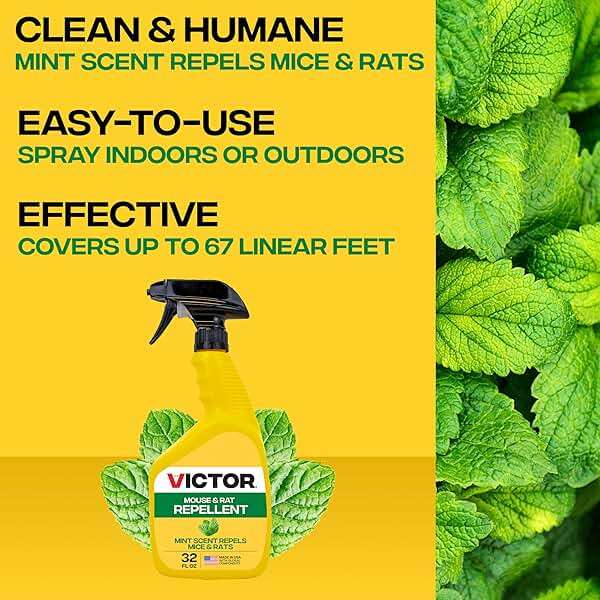 Victor Mouse and Rat Repellent Spray - M809 - Natural, Non-Toxic Rodent Repellent Spray for Indoor and Outdoor Use - Ready to Use - 32 fl oz Bottle - Up to 67 Linear Ft Coverage - Image 3