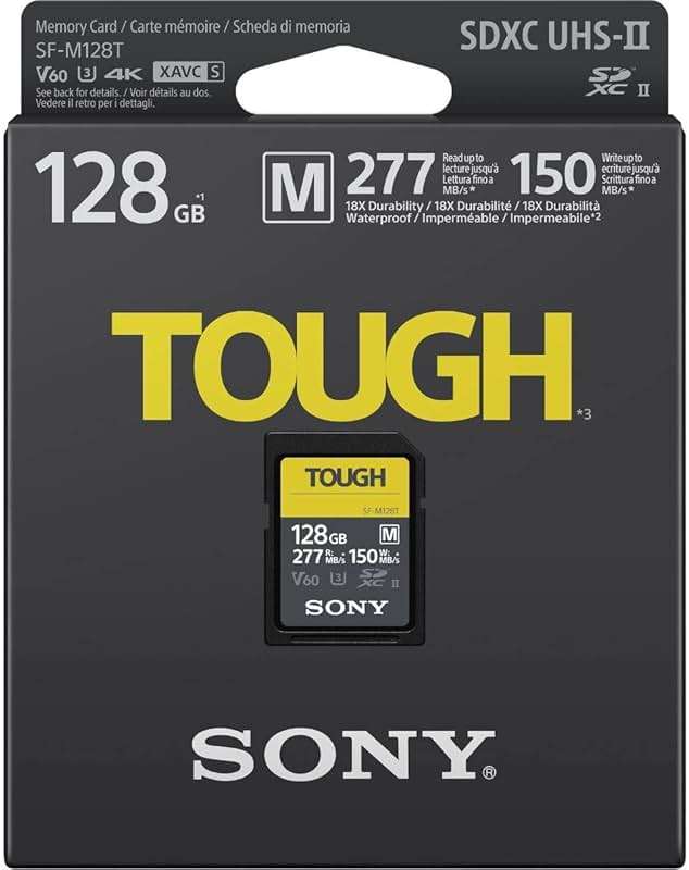 Sony TOUGH-M series SDXC UHS-II Card 128GB, V60, CL10, U3, Max R277MB/S, W150MB/S (SF-M128T/T1) - Image 3