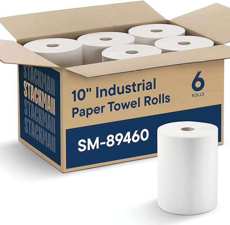 Industrial Paper Towels 10 x 800 White Roll Towels High Capacity Premium Quality (TAD Fabric Cloth Like Texture) Fits Touchless Automatic Commercial Towel Dispenser (Packed 6 Rolls) - Image 1