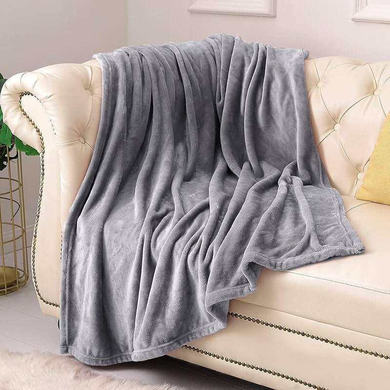 KMUSET Fleece Blanket Throw Size Grey Lightweight Super Soft Cozy Luxury Bed Blanket Microfiber Factory Shop - Image 1