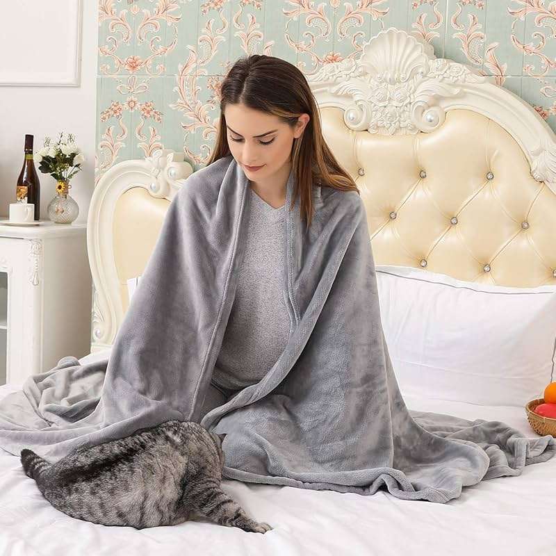 KMUSET Fleece Blanket Throw Size Grey Lightweight Super Soft Cozy Luxury Bed Blanket Microfiber Factory Shop - Image 6