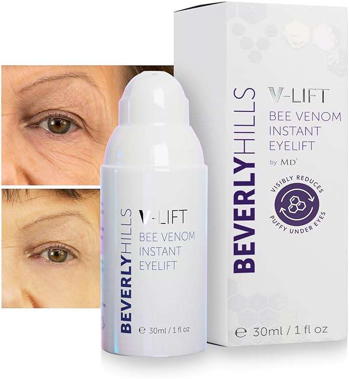 Beverly Hills V-Lift Instant Eye Lift and Eye Tuck Bee Venom Serum for Puffy Eyes, Dark Circles, Wrinkles, and Under Eye Bags Treatment for Women and Men | 30mL (120 Day Supply) - Image 1
