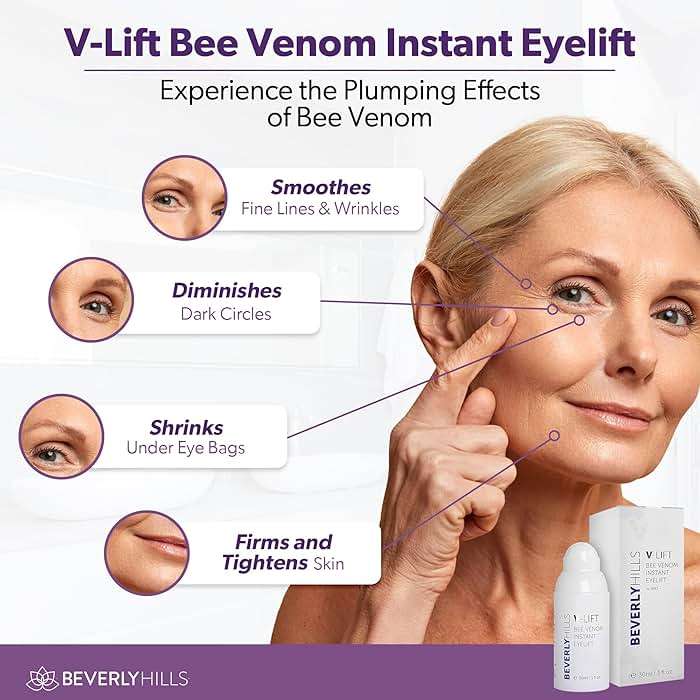 Beverly Hills V-Lift Instant Eye Lift and Eye Tuck Bee Venom Serum for Puffy Eyes, Dark Circles, Wrinkles, and Under Eye Bags Treatment for Women and Men | 30mL (120 Day Supply) - Image 4