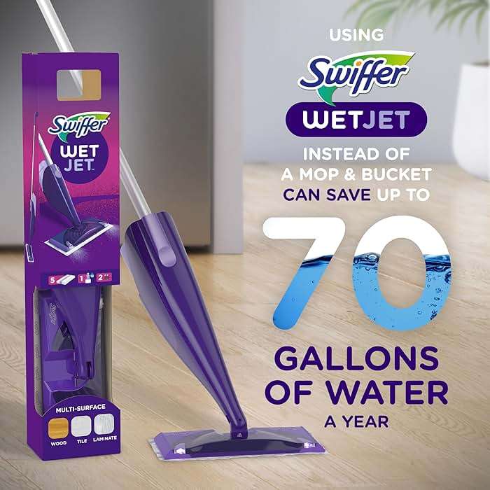 Swiffer WetJet Hardwood and Floor Spray Mop Cleaner Starter Kit, Includes: 1 Power Mop, 10 Pads, Cleaning Solution, Batteries - Image 9