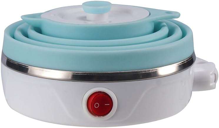 Travel Foldable Electric Kettle, Collapsible Electric Kettle Food Grade Silicone Small Pot Boiling water,Dual Voltage（600ml,110-220V US Plug） (Blue) - Image 7