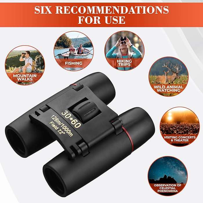 Compact Binoculars for Adults – 7X Magnification, Pocket Size Portable Design & Storage Bag, Not Night Vision – Easy Focus Mini Binoculars for Adults Travel, Birdwatching & Close-to-Mid Range Viewing - Image 5