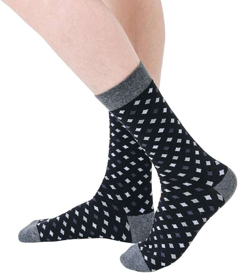 R RELAXIFE Mens Dress Socks Cotton Colorful Striped Patterned Socks for Men Women Solid Lightweight Breathable 6 Pack - Image 5