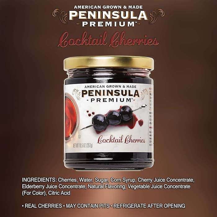 Peninsula Premium Cocktail Cherries | Award Winning | Deep Burgundy-Red | Silky Smooth, Rich Syrup | Luxe Fruit Forward, Sweet-Tart Flavor | Gourmet | American Grown & Made | 10.5 Ounce - Image 3