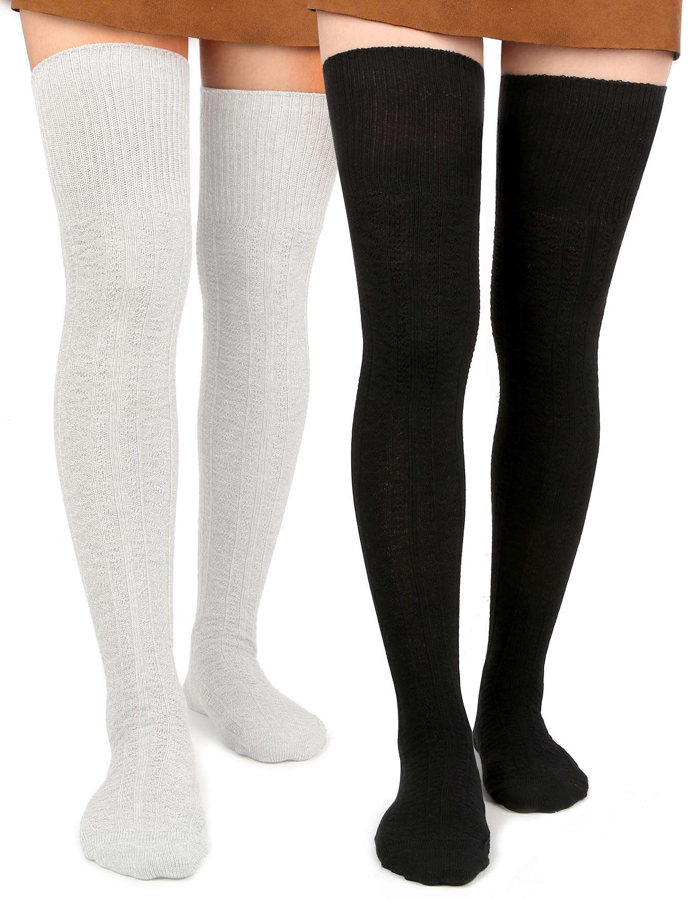Moon Wood Women Thigh High Socks Extra Long Cotton Knit Warm Thick Tall Over the Knee Boot Stocking Leg Warmers Daily Cosplay - Image 1