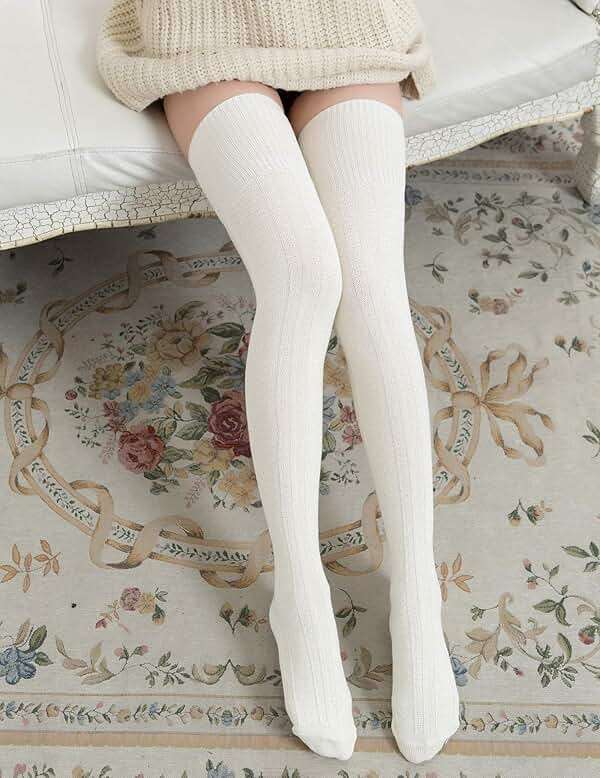 Moon Wood Women Thigh High Socks Extra Long Cotton Knit Warm Thick Tall Over the Knee Boot Stocking Leg Warmers Daily Cosplay - Image 3