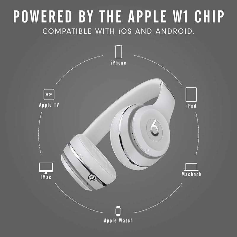 Beats Solo3 Wireless On-Ear Headphones - Apple W1 Headphone Chip, Class 1 Bluetooth, 40 Hours of Listening Time, Built-in Microphone - Satin Silver (Latest Model) - Image 3