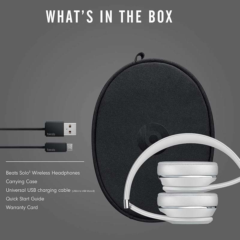 Beats Solo3 Wireless On-Ear Headphones - Apple W1 Headphone Chip, Class 1 Bluetooth, 40 Hours of Listening Time, Built-in Microphone - Satin Silver (Latest Model) - Image 6