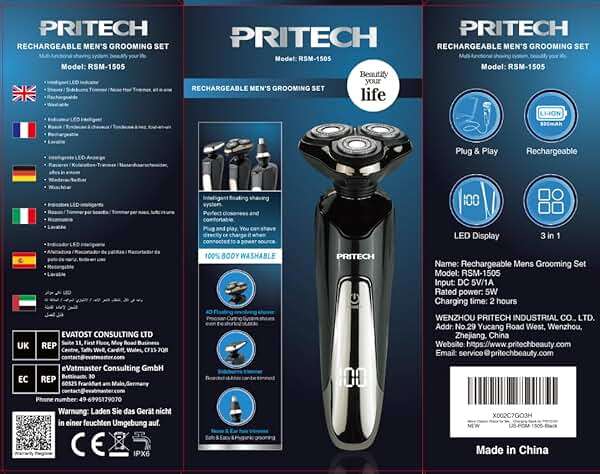 Electric Razor for Men - Rechargeable Electric Shaver for Men, Waterproof Wet Dry Cordless Razor with Nose Hair Trimmer and Sideburns Trimmer - Image 8