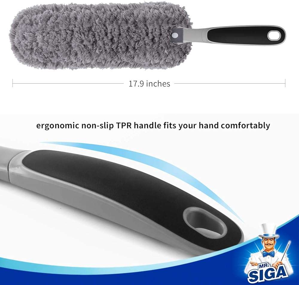 MR.SIGA Lint Free Microfiber Duster, Washable Duster for Household Cleaning Gray - Image 4