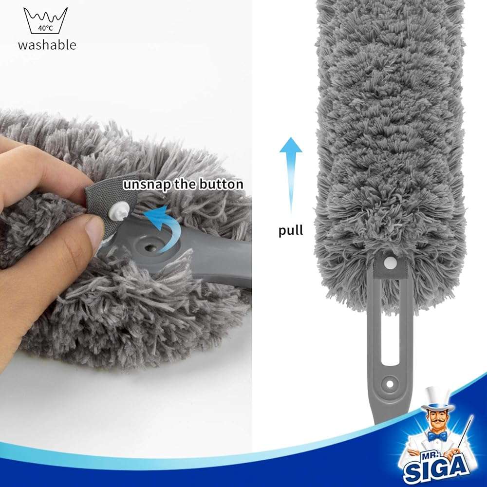MR.SIGA Lint Free Microfiber Duster, Washable Duster for Household Cleaning Gray - Image 8