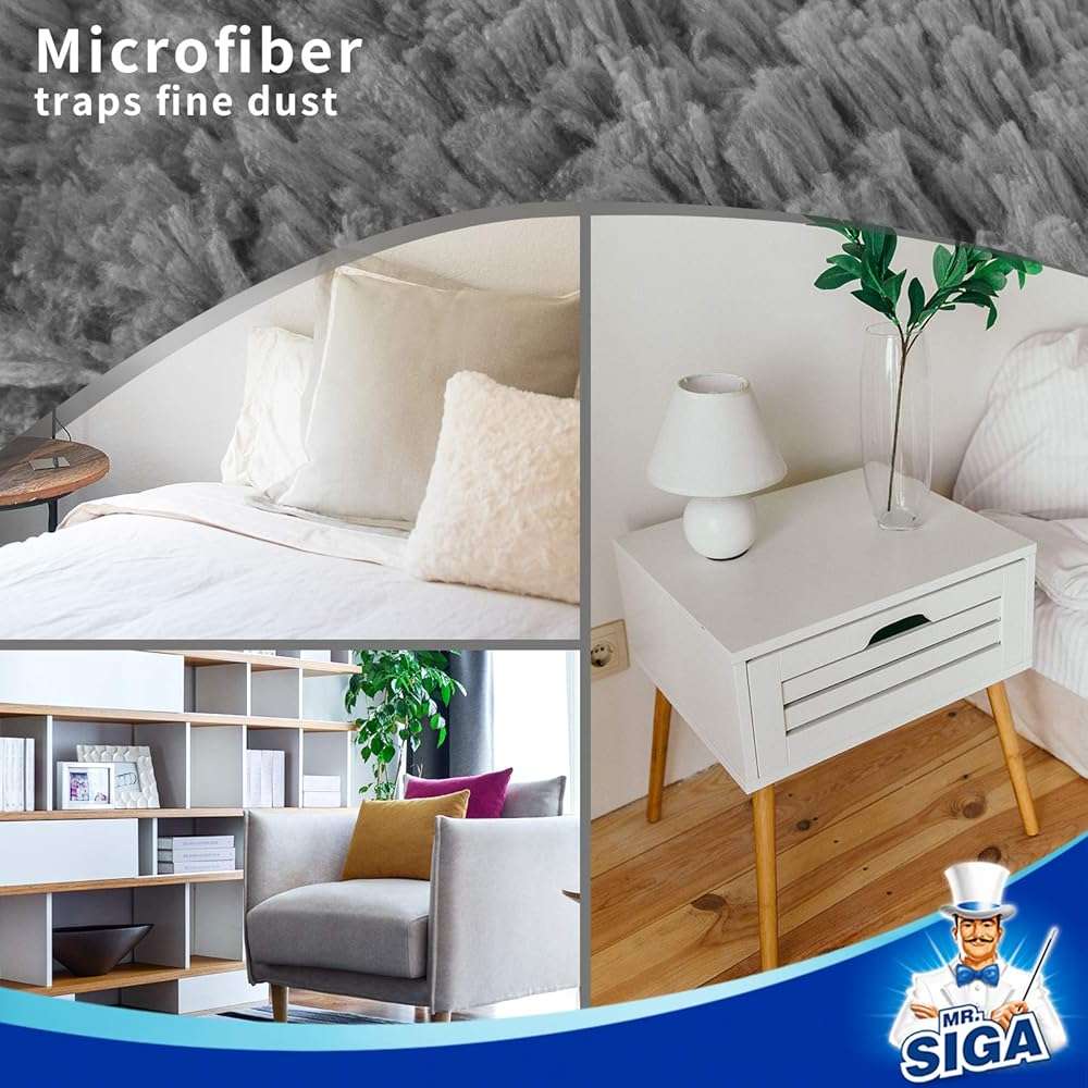 MR.SIGA Lint Free Microfiber Duster, Washable Duster for Household Cleaning Gray - Image 9