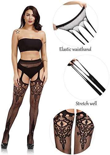Zhanmai 8 Pairs Women Fishnet Stockings Tights Pantyhose Thigh High Stockings Waist Fishnets - Image 4