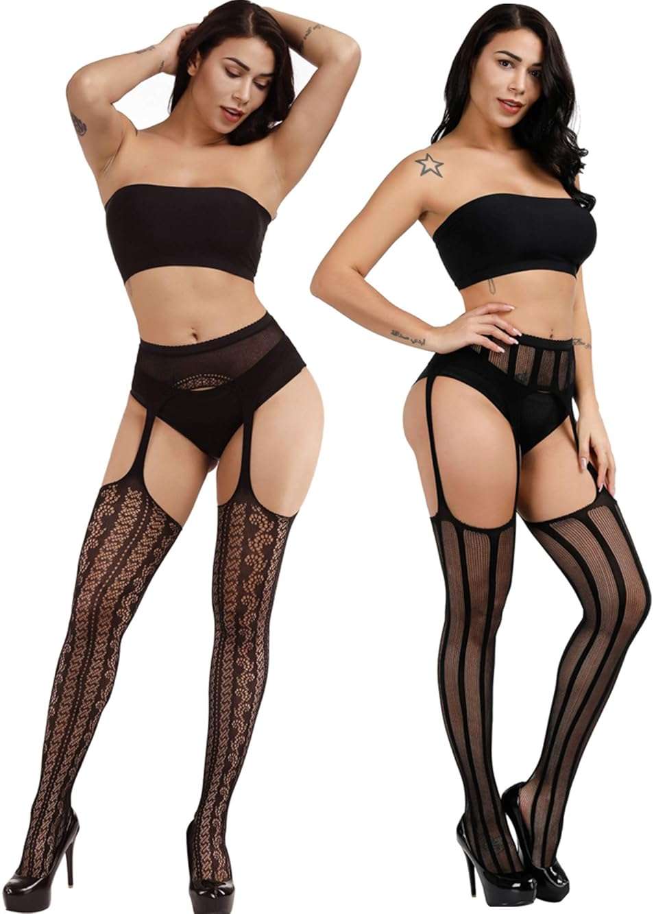 Zhanmai 8 Pairs Women Fishnet Stockings Tights Pantyhose Thigh High Stockings Waist Fishnets - Image 5