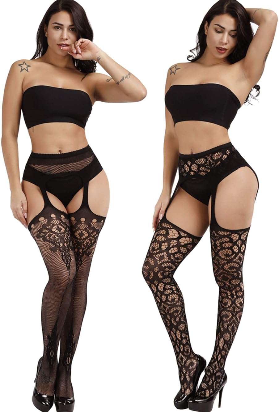 Zhanmai 8 Pairs Women Fishnet Stockings Tights Pantyhose Thigh High Stockings Waist Fishnets - Image 6