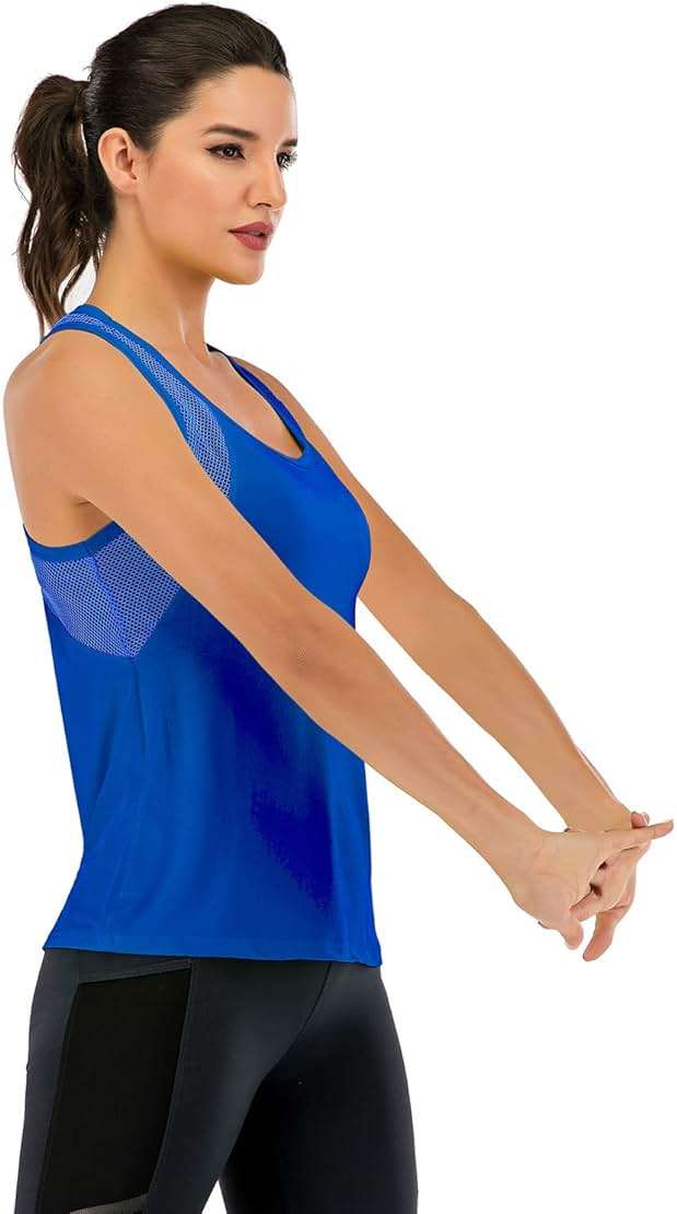 ICTIVE Workout Tank Tops for Women Loose Fit Yoga Mesh Racerback Open Back Muscle Shirts - Image 3