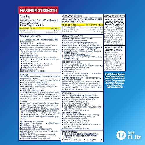 Mucinex Maximum Strength Sinus-Max Severe Congestion & Pain + Nightshift Sinus Liquid, Cold and Flu Medicine for Adults, Over-the-Counter Medication for Multi-Symptom Relief, 2x6 Fl Oz - Image 2