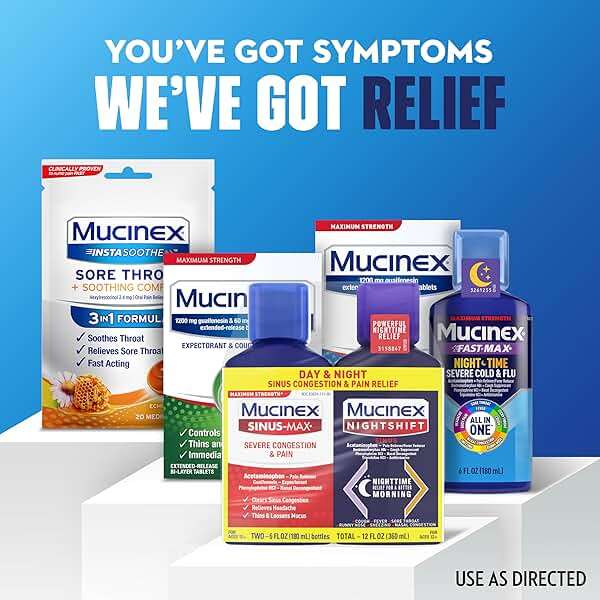 Mucinex Maximum Strength Sinus-Max Severe Congestion & Pain + Nightshift Sinus Liquid, Cold and Flu Medicine for Adults, Over-the-Counter Medication for Multi-Symptom Relief, 2x6 Fl Oz - Image 6