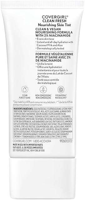 COVERGIRL Clean Fresh Nourishing Skin Tint, 570 Medium/Tan, Liquid Foundation, Dewy Finish, Infused with Coconut & Aloe, Vegan Formula - Image 11