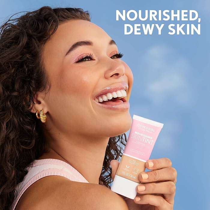 COVERGIRL Clean Fresh Nourishing Skin Tint, 570 Medium/Tan, Liquid Foundation, Dewy Finish, Infused with Coconut & Aloe, Vegan Formula - Image 6