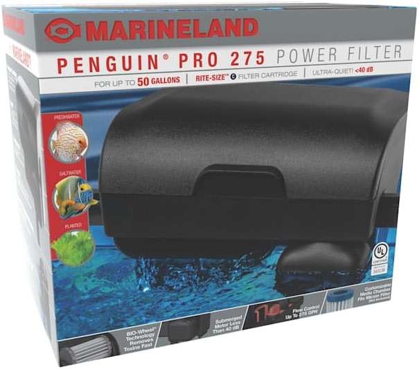 Marineland Penguin PRO 275 Power Filter Multi-Stage Aquarium Filtration for Aquariums Up to 50 Gallons - Image 1